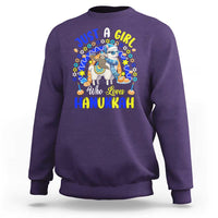 A Girl Loves Hanukkah Sweatshirt Funny Sloth On Llama Jewish Holiday Gift - Wonder Print Shop