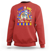 A Girl Loves Hanukkah Sweatshirt Funny Sloth On Llama Jewish Holiday Gift - Wonder Print Shop