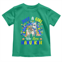 A Girl Loves Hanukkah Toddler T Shirt Funny Sloth On Llama Jewish Holiday Gift - Wonder Print Shop