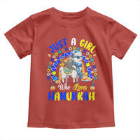 A Girl Loves Hanukkah Toddler T Shirt Funny Sloth On Llama Jewish Holiday Gift - Wonder Print Shop
