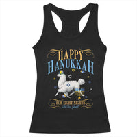 Funny Happy Hanukkah Llama Be Our Guest For Eight Nights Gift Racerback Tank Top Funny Hanukkah Gift - Wonder Print Shop
