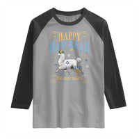 Funny Happy Hanukkah Llama Be Our Guest For Eight Nights Gift Raglan Shirt Funny Hanukkah Gift - Wonder Print Shop