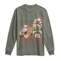 Funny Snowman Cowboy Howdy Christmas Long Sleeve Shirt Western Holiday Gift - Wonder Print Shop
