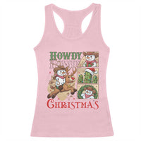 Funny Snowman Cowboy Howdy Christmas Racerback Tank Top Western Holiday Gift - Wonder Print Shop