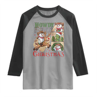 Funny Snowman Cowboy Howdy Christmas Raglan Shirt Western Holiday Gift - Wonder Print Shop