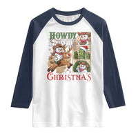 Funny Snowman Cowboy Howdy Christmas Raglan Shirt Western Holiday Gift - Wonder Print Shop