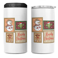 Howdy Christmas Postage Stamp 4 in 1 Can Cooler Tumbler Western Life Holiday Gift - Wonder Print Shop