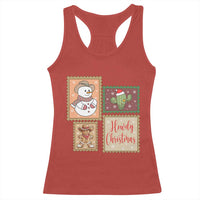 Howdy Christmas Postage Stamp Racerback Tank Top Western Life Holiday Gift - Wonder Print Shop