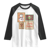 Howdy Christmas Postage Stamp Raglan Shirt Western Life Holiday Gift - Wonder Print Shop