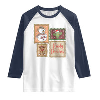 Howdy Christmas Postage Stamp Raglan Shirt Western Life Holiday Gift - Wonder Print Shop