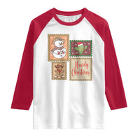Howdy Christmas Postage Stamp Raglan Shirt Western Life Holiday Gift - Wonder Print Shop