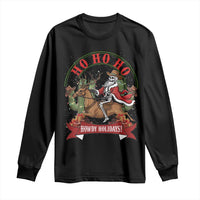 Funny Western Skeleton Cowboy Christmas Long Sleeve Shirt Howdy Holidays - Wonder Print Shop