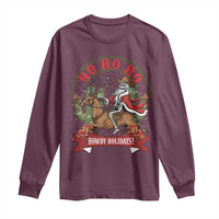 Funny Western Skeleton Cowboy Christmas Long Sleeve Shirt Howdy Holidays - Wonder Print Shop