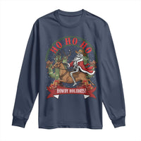 Funny Western Skeleton Cowboy Christmas Long Sleeve Shirt Howdy Holidays - Wonder Print Shop
