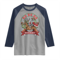 Funny Western Skeleton Cowboy Christmas Raglan Shirt Howdy Holidays - Wonder Print Shop