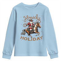 Black Santa Howdy Western Cowboy Youth Sweatshirt Christmas Gift - Wonder Print Shop