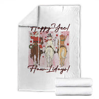 Western Christmas Horse Rider Throw Blanket Happy Yee Haw Lidays - Wonder Print Shop