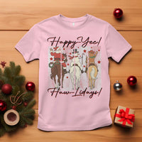 Western Christmas Horse Rider T Shirt Happy Yee Haw Lidays - Wonder Print Shop