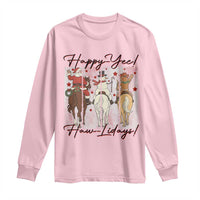 Western Christmas Horse Rider Long Sleeve Shirt Happy Yee Haw Lidays - Wonder Print Shop
