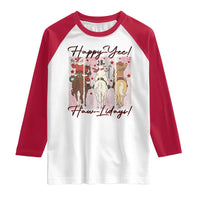 Western Christmas Horse Rider Raglan Shirt Happy Yee Haw Lidays - Wonder Print Shop