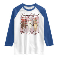 Western Christmas Horse Rider Raglan Shirt Happy Yee Haw Lidays - Wonder Print Shop
