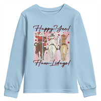Western Christmas Horse Rider Youth Sweatshirt Happy Yee Haw Lidays - Wonder Print Shop