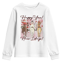 Western Christmas Horse Rider Youth Sweatshirt Happy Yee Haw Lidays - Wonder Print Shop