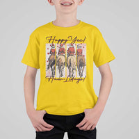 Happy Yee Haw Lidays T Shirt For Kid Western Christmas Horse Rider Cowgirl Gift - Wonder Print Shop