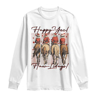 Happy Yee Haw Lidays Long Sleeve Shirt Western Christmas Horse Rider Cowgirl Gift - Wonder Print Shop