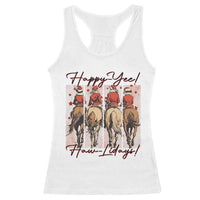 Happy Yee Haw Lidays Racerback Tank Top Western Christmas Horse Rider Cowgirl Gift - Wonder Print Shop