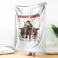 Howdy Santa Merry Christmas Y'all Throw Blanket Funny Western Bull Riding - Wonder Print Shop