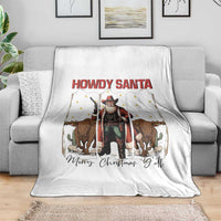 Howdy Santa Merry Christmas Y'all Throw Blanket Funny Western Bull Riding - Wonder Print Shop