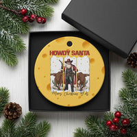 Howdy Santa Merry Christmas Y'all Ceramic Ornament Funny Western Bull Riding - Wonder Print Shop