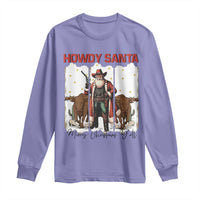Howdy Santa Merry Christmas Y'all Long Sleeve Shirt Funny Western Bull Riding - Wonder Print Shop