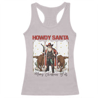 Howdy Santa Merry Christmas Y'all Racerback Tank Top Funny Western Bull Riding - Wonder Print Shop