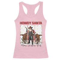 Howdy Santa Merry Christmas Y'all Racerback Tank Top Funny Western Bull Riding - Wonder Print Shop