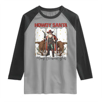 Howdy Santa Merry Christmas Y'all Raglan Shirt Funny Western Bull Riding - Wonder Print Shop