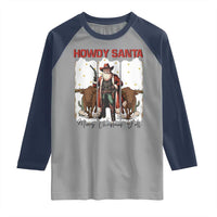 Howdy Santa Merry Christmas Y'all Raglan Shirt Funny Western Bull Riding - Wonder Print Shop