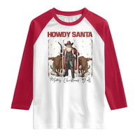 Howdy Santa Merry Christmas Y'all Raglan Shirt Funny Western Bull Riding - Wonder Print Shop