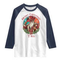 Howdy Santa Merry Christmas Y'all Raglan Shirt Funny Western Holiday Gift - Wonder Print Shop