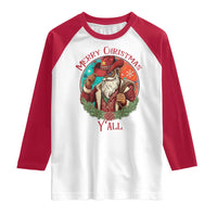 Howdy Santa Merry Christmas Y'all Raglan Shirt Funny Western Holiday Gift - Wonder Print Shop
