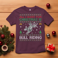 All I Want For Christmas Is Bull Riding T Shirt Skeleton Cowboy Ugly Sweater Gift - Wonder Print Shop