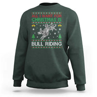 All I Want For Christmas Is Bull Riding Sweatshirt Skeleton Cowboy Ugly Sweater Gift - Wonder Print Shop