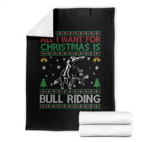 Western Bull Riding All I Want For Christmas Ugly Sweater Gift Throw Blanket - Wonder Print Shop