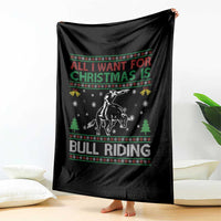 Western Bull Riding All I Want For Christmas Ugly Sweater Gift Throw Blanket - Wonder Print Shop