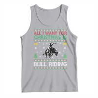 Western Bull Riding All I Want For Christmas Ugly Sweater Gift Tank Top - Wonder Print Shop