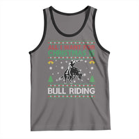 Western Bull Riding All I Want For Christmas Ugly Sweater Gift Tank Top - Wonder Print Shop