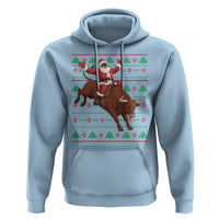 Funny Black Santa Riding Bull Hoodie Ugly Christmas Sweater Gift - Wonder Print Shop