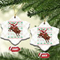 Funny Black Santa Riding Bull Ceramic Ornament Ugly Christmas Sweater Gift - Wonder Print Shop