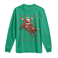 Funny Black Santa Riding Bull Long Sleeve Shirt Ugly Christmas Sweater Gift - Wonder Print Shop